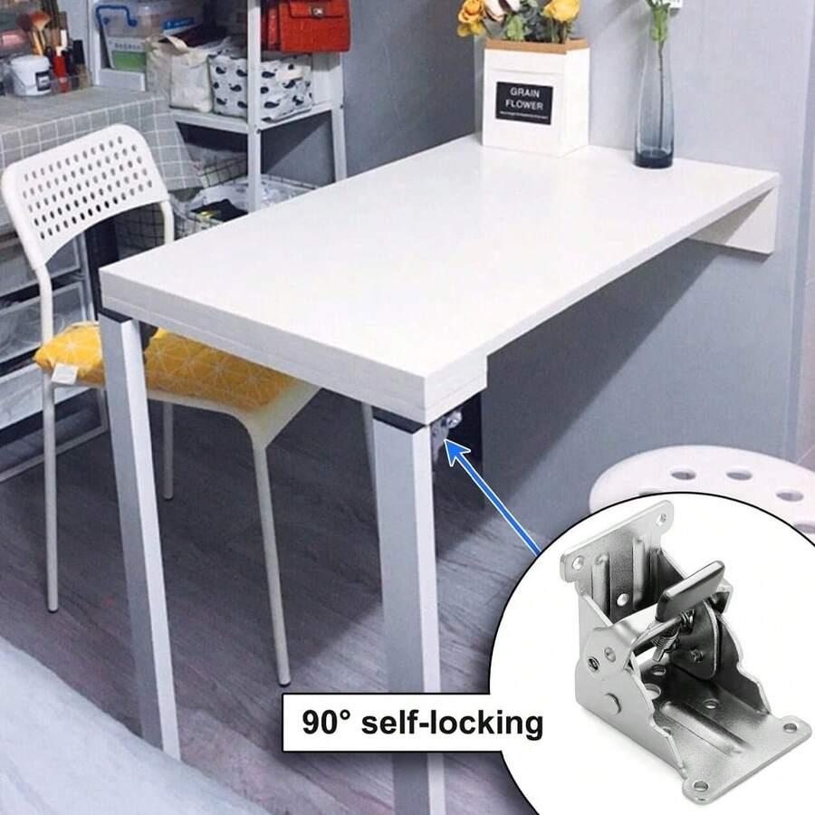 4Pcs 90° Self-Locking Folding Hinges Heavy Duty Table Chair Leg Bracket Hardware - View 1