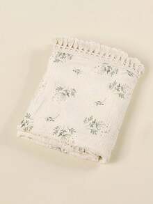 1pc Soft Muslin Baby Blanket, Rabbit/Squirrel Print - Tasseled Breathable Stroller/Crib Blanket, Unisex - Multicolor - View 12