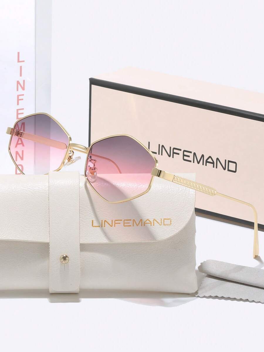 LINFEMAND Luxury Octagonal Frame Sunglasses, Fashionable Street Style Essential, Gift Box Packaging Showcases Quality, Unisex Sunglasses, Holiday Gift - Multicolor - View 1