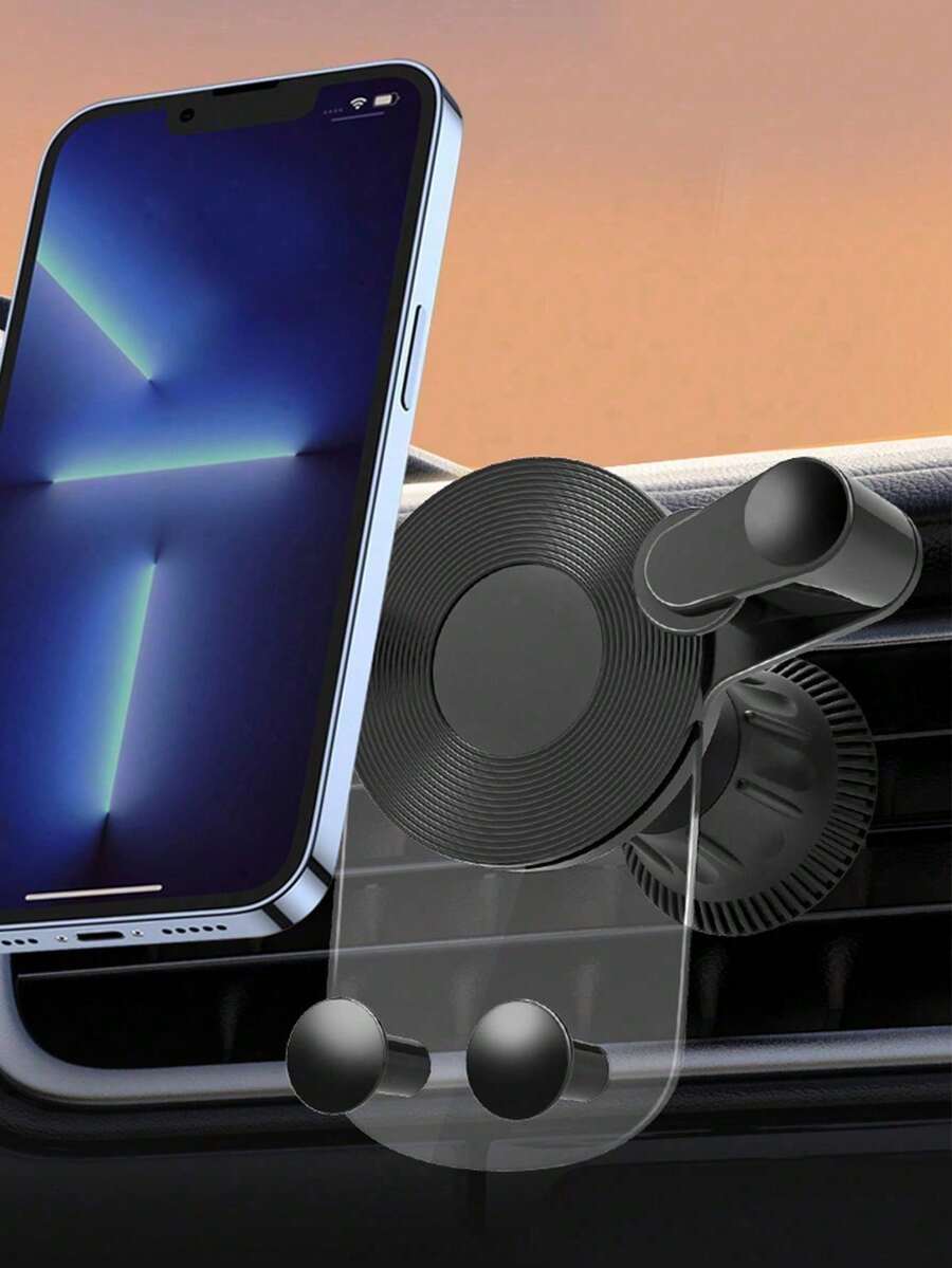 1pc Black Transparent ABS Car Air Vent Navigation Bracket, Universal Gravity Car Phone Holder, Transparent Phone Navigation Bracket - Black - View 1