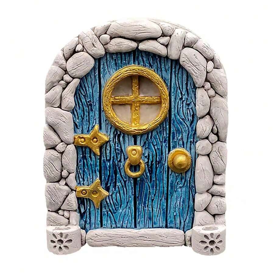 Wooden Fairy Door Decor, Creative Fairy Tale House Home Decor, Desktop Micro Landscape Ornament For Garden - B - View 1