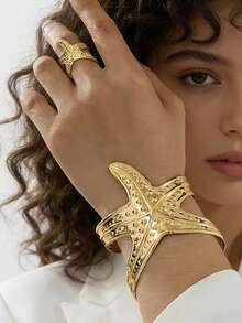 一套几何海洋风开口海星手链套装（女士款） - 金黃色 - 查看 1