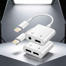 快速充电 Lightning 音频适配器 1 个 Lightning 适配器 二合一音频 + 充电连接器 高品质音频转换器 快速充电分线器适配器 即插即用 兼容 Apple 14 Pro Max/14 Pro/14 Plus/14/13/12/11/XS/XR/8/7/6 系列 带线缆 春季礼物 生日礼物 - 白色 - 查看 1