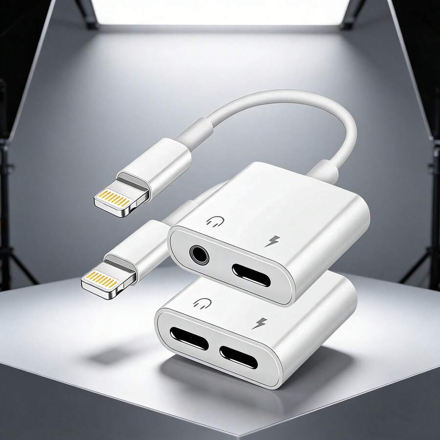 快速充电 Lightning 音频适配器 1 个 Lightning 适配器 二合一音频 + 充电连接器 高品质音频转换器 快速充电分线器适配器 即插即用 兼容 Apple 14 Pro Max/14 Pro/14 Plus/14/13/12/11/XS/XR/8/7/6 系列 带线缆 春季礼物 生日礼物 - 白色 - 查看 1