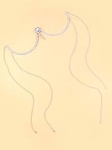 1 pieza Collar con escote halter y espalda descubierta con colgante en forma de corazón y rhinestones, de moda para fiestas, playa, discoteca - Plateado - Ver 6