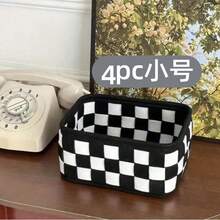 1/2/3 件毛毡收纳盒，韩式设计热销收纳整理器，适合开学季、家居装饰，大容量可容纳衣服、玩具、书籍，款式随机发货 - 黑白格 - 查看 27
