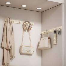 1pc Wall-Mounted Coat Rack Hook, Cream White Clothes Hook, No-Drill Door Hook, Bathroom Clothes Rack, Wall Hook, Clothes Storage, Wardrobe Storage, Closet Storage Accessories, Entryway And Hallway Storage Accessories, Door Storage - Multicolor - View 6