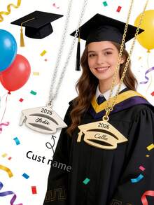suteyi Collar de graduación personalizado 2026, joyería de graduación personalizada, se pueden personalizar los nombres de los compañeros de clase y las fechas de graduación, regalo de graduación para maestros y compañeros de clase - Multicolor - Ver 1