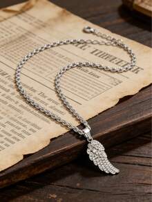 1件天使翅膀闪亮吊坠项链，镀银简约优雅护身符链，适合日常佩戴 - 彩色 - 查看 4