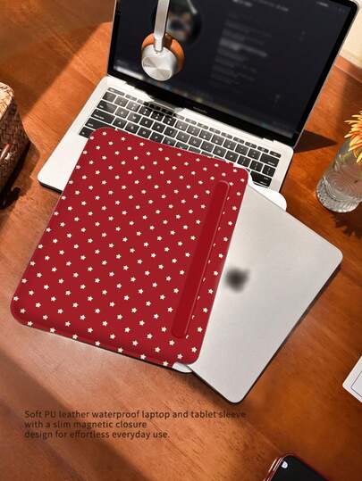 One Red, Simple Heart-Patterned PU Leather Magnetic Closure Laptop Bag. Suitable For Tablets/Laptops, Compatible With MacBook Pro 15, Air 13, Galaxy Tab S10 Ultra, And Metabook 14 Inches. Waterproof And Stain-Resistant, Easy To Carry, Can Be Used As A Mouse Pad, An Essential Laptop Bag For Work, Study, And Travel.
