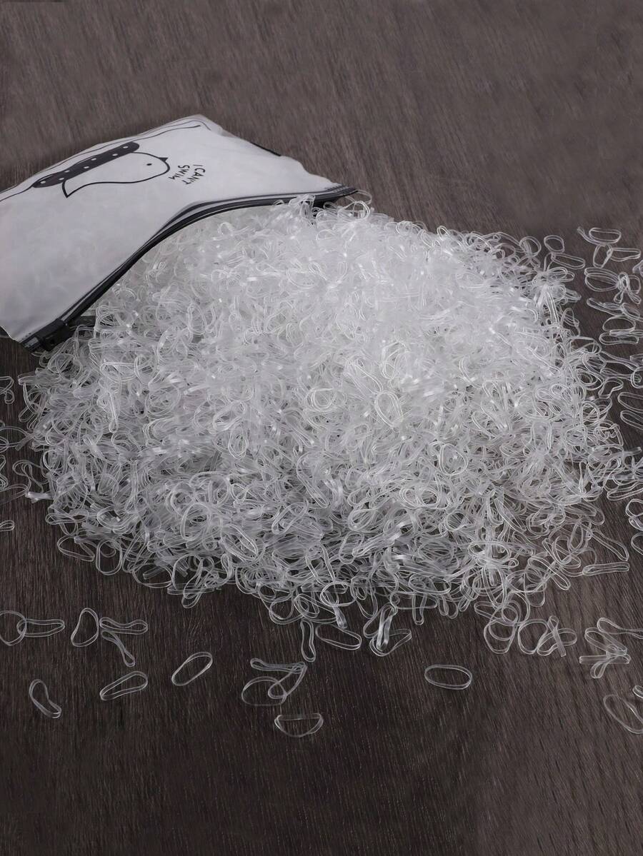 2000/100个一次性弹性时尚发带，女士适用，弹性发圈不会损伤马尾辫 - 白色 - 查看 1