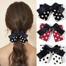 3-teiliges Set, koreanischer Haarclip mit Schleife und Polka-Dots für Damen, modischer Retro-Stil, elegantes französisches Haaraccessoire. - Verschiedenfarbig - Übersicht 1