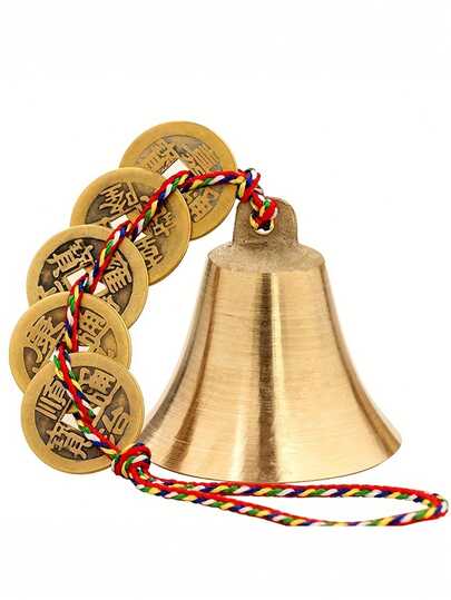 2026新款风水招财风铃，手工铃铛配5枚幸运铜钱 - 传统中国招财摆件，无需电池，吉祥如意，适用于家居或花园，带来福气与幸福