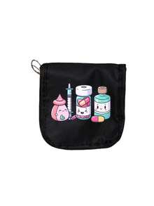 Bolsa de medicina portátil, bolsa de almacenamiento con patrón de pastillas y jeringas de dibujos animados lindos, organizador de medicina compacto y kit de primeros auxilios, kit médico portátil, conveniente para viajes, uso diario/exterior/viajes/dormitorio, accesorio médico esencial para personas conscientes de la salud y viajeros frecuentes, bolsa de medicina pequeña de tela multifuncional, bolsa de primeros auxilios médica portátil, bolsa de medicina para viajes al aire libre, bolsa de almacenamiento de medicina de primeros auxilios para dormitorio, kit de supervivencia, bolsa de almacenamiento de cuidado de la salud diario, regalo del Día del Maestro, regalo de regreso a la escuela, regalo de Pascua - Multicolor - Ver 19