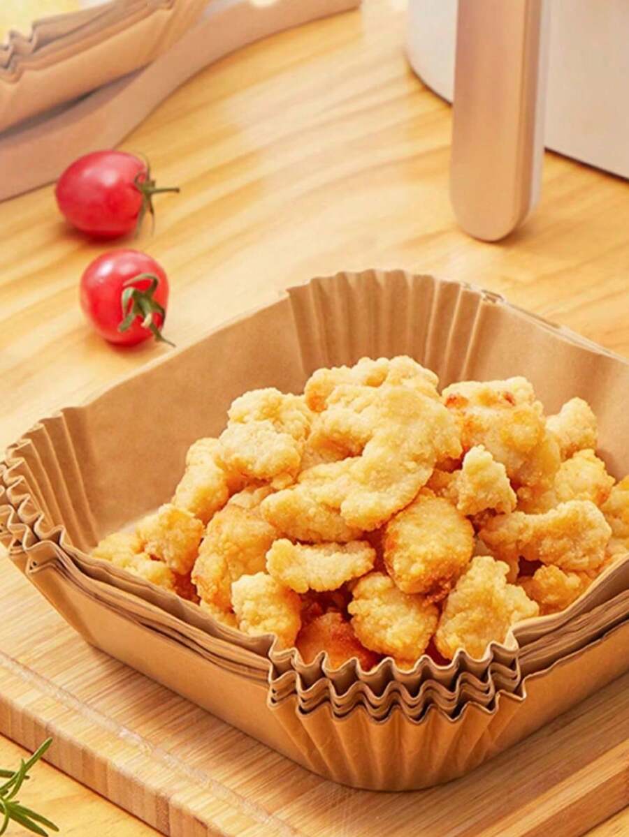 [Extra Thick & Tall, No Oil Leakage] Air Fryer Dedicated Square Absorbent Oil Paper, Heat-Resistant Silicone Oil Paper Pad, Cooking Tool - View 1