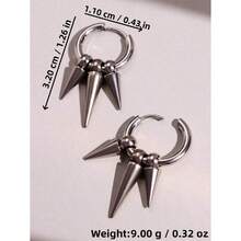 1 Pair Unisex Punk Gothic Hip Hop Multi Spike Huggie Hoop Earrings, Daily Wear And Party Jewelry - Bạc - Xem 6