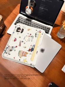 Of Cartoon Watercolor Puppy Pattern PU Leather Magnetic Closure Laptop Bag, Suitable For Tablets/Laptops, Compatible With MacBook Pro 15, Air 13, Galaxy TAB S10 Ultra, And Metabook 14 Inches. Waterproof And Stain-Resistant, Easy To Carry, Can Be Used As A Mouse Pad, An Essential Laptop Bag For Work/Study/Travel. - View 8