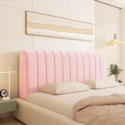 1 pieza Funda de cabecera a rayas verticales minimalista rosa, protección envolvente de 360°, ajuste adaptable para cabeceras delgadas/gruesas, fácil de quitar y lavar, decoración de dormitorio