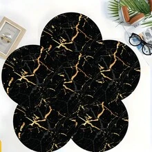 Set de 6 posavasos con patrón de mármol negro, posavasos absorbentes de gel de sílice para tazas de té, vasos de agua, copas de vino, tazas de café, adecuados para el hogar, fiestas, accesorios de cocina, decoración para todas las estaciones - Multicolor - Ver 14