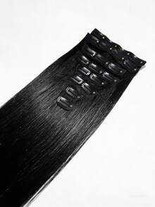 Echthaar-Extensions für Frauen und Mädchen in natürlicher schwarzer Farbe mit Clips, für schwarzes Haar, einfach zu installieren, echtes schwarzes glattes Haar für Frauen mit natürlichem Aussehen und einfacher Anwendung, sichere Clip-Befestigungen, Volumen- und Längenverbesserung, Alltagsfrisur für mehr Volumen und Länge, glatte Haarteile für alle Haarlängen 8-30 Zoll mit 20 Clips für Frauen. Gerade Clip-In Haarverlängerungen in natürlichem Schwarz, geeignet als Geschenk. - SNatural - Übersicht 5