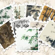 56pcs Artistic Chinese Style Bamboo Scene Stickers Pack | Stylish Vinyl Decals With Traditional Bamboo & Scenery Graphics | For Phone, Luggage & Decor | For Fans & Cultural Vibe Enthusiasts Funny Stickers Kindle Scrapbook Supplies Laptop Sticker - Square - View 3