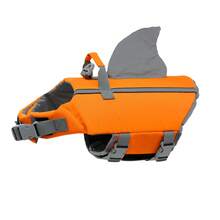 Metglad Chaleco salvavidas para perros, con forma de aleta de pez, lindo y con alta reflectividad y excelente flotabilidad, equipado con asa de rescate resistente y bucle para cuerda de remolque, ajustable en tamaño, adecuado para perros pequeños, medianos y grandes - Agua verde azul - Ver 9
