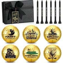 Retirement Balls With Tees And Box Funny Retirement Gifts Dad Coworkers Golfers Husband - 6 + Gold + Classic Style - View 2