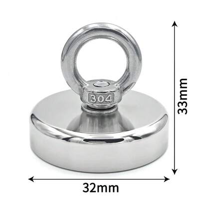 Anzuelo de pesca de neodimio súper fuerte D16 ~ D42mm N52 neodimio de tierras raras de alta resistencia con agujero avellanado cáncamo salvamento magnético PVCM