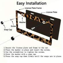 Leopard Print Metal License Plate Frame, New Year Outdoor Car Decoration - Style 1 - View 5