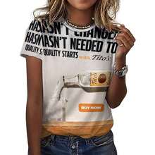 Cotton T-Shirt Buy A Bottle Of Tito's Handmade Vodka Today All Over Print T-Shirt Cool Graphic Tee Soft Casual Short Sleeve Top - 黑色 - 查看 1