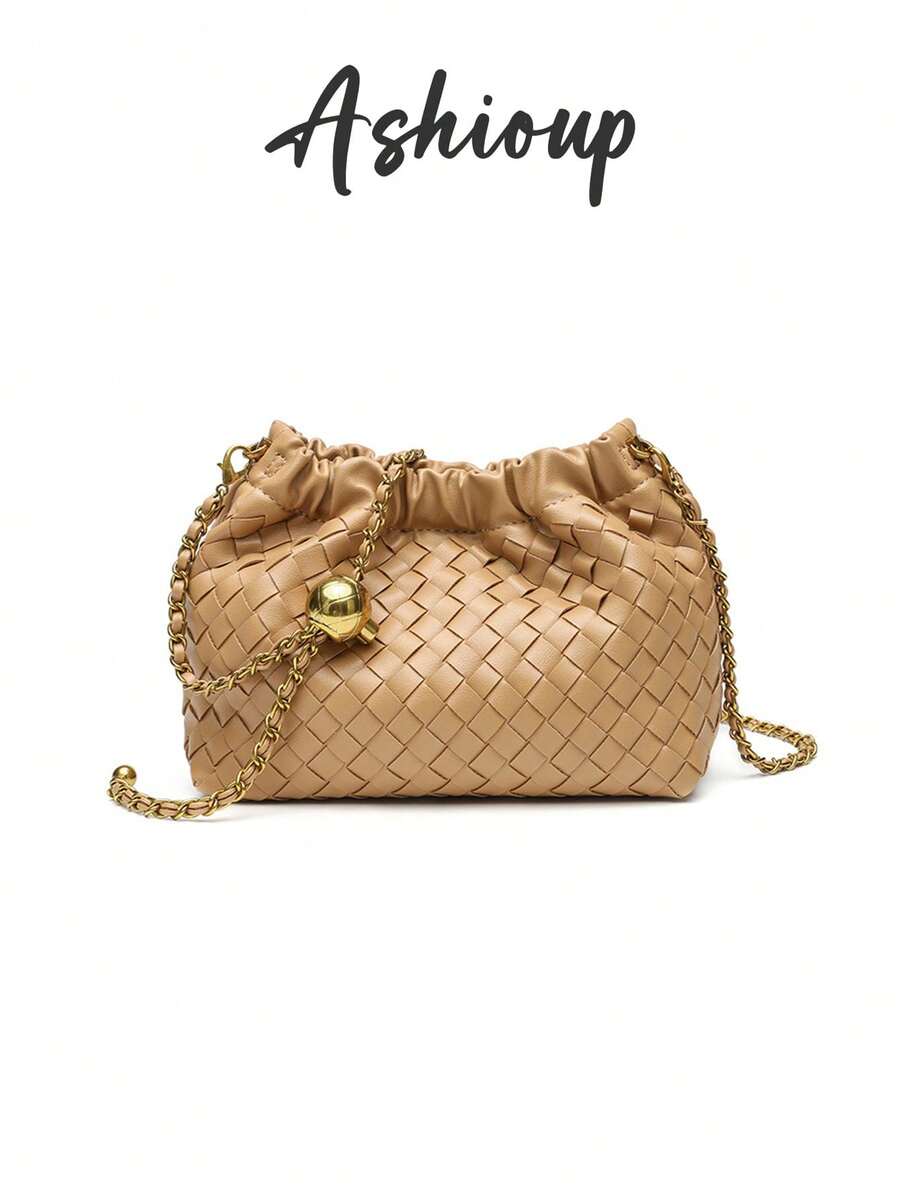 Bolso tejido para mujer, bolso de mano de moda y bolso de hombro tipo hobo - Albaricoque - Ver 1