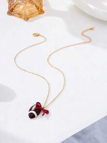 1件装时尚足球蝴蝶结锌合金吊坠项链（女士款） - 項鍊 - 查看 8