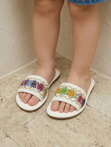 一双时尚儿童沙滩拖鞋，波西米亚风凉鞋，泳池派对时尚拖鞋，新款夏季儿童拖鞋 - 彩色 - 查看 2