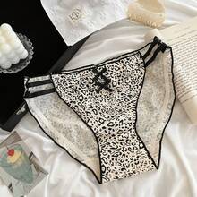 Sweet And Charming~ New Japanese-Style Sexy Satin Panties For Women, Pure Desire Hollowed-Out Mid-Waist Cotton Crotch Women's Briefs - Vàng sâm panh - Xem 7