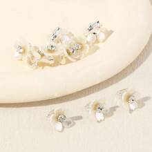 10pcs Flower Decoration Hair Clips Hair Braid Scrunchies Metal Sleeve Decor/Accessories Jewelry Suitable For Party Music Festival - Cherry Blossom Peach Blossom Floral Pendant Hair Clips Summer Accessories Travel Claw Clips Hair Slide Hair Claws Vacation Outfits Woman Hair Accessories Head Accessories - 白色 - 查看 2