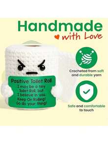 1个积极向上的油脂卷钩针玩偶，手工钩织，送给女性、男性、丈夫、男友、儿子、朋友、同事、老板和领导的趣味礼物。 - 彩色 - 查看 2