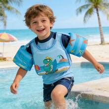 1pc Pink & Blue Children's Swimming Buoyancy Vest, Thickened Polyester Material With 4 Pattern Options, Swimming Training Floats For Toddlers, Girls & Boys, With Water Wings And Shoulder Straps - Multicolor - View 11