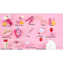 Juego de Madera Tocador para Niñas con Espejo, Mesa de Maquillaje y Juego de Imitación para Princesitas, Madera Resistente De Maquillaje Vanity Set Rosa, Cajones para Guardar Juguetes y Accesorios - Rosa - Ver 3