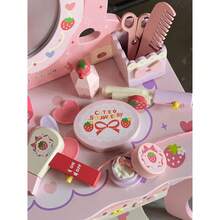 Juego de Madera Tocador para Niñas con Espejo, Mesa de Maquillaje y Juego de Imitación para Princesitas, Madera Resistente De Maquillaje Vanity Set Rosa, Cajones para Guardar Juguetes y Accesorios - Rosa - Ver 9