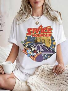 Disney UNIHLO Mickey  Print  Summer Casual Versatile Pure Cotton T-Shirt Suitable For Any Place - 白色 - 查看 1