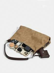 Túi xách nữ JIANSHANGGUSHI kiểu dáng tối giản cao cấp, chất liệu mờ, thích hợp cho công sở, kèm ví đựng tiền xu và dây đeo vai có thể tháo rời. - Màu Khaki - Xem 7