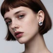 1件简约优雅鼻环不锈钢刺鼻环软骨环耳环鼻中隔环穿孔饰品男女通用新款情人节礼物 - style-2 - 查看 7