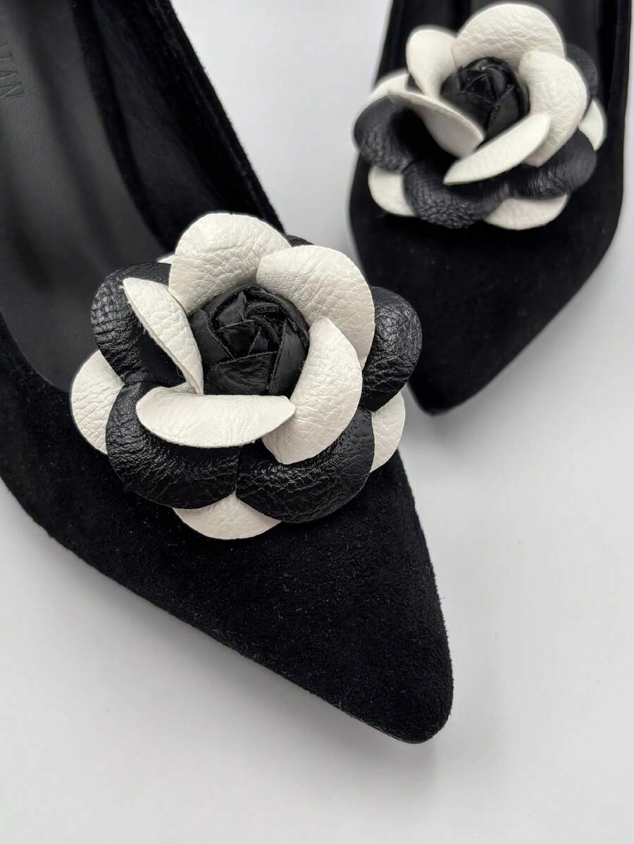 1 Stück/2 Stücke handgemachte Feder runde Schuhclips, abnehmbar, Accessoire für Kleidung, Schuhe, Hüte - Rosa - Übersicht 1