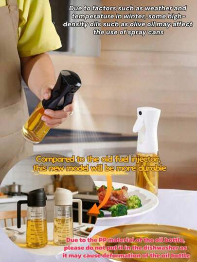 1pc Simple Aerosol Oil Bottle (With Measuring Scale) - Aerosol Oil Bottle For Air Fryer, Atomized For Home Use, Salad, Grling, Stir-Frying, Non-Dripping Oil Can For Kitchen, PP Material, Suitable For Kitchen, Ideal Kitchen Accessory, Can Be Used For Baking, Grilling, Salad, Watets, Cleaning, Hair Cutting, Etc. (Random Color)