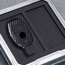 ABS碳纤维材质2/3键汽车遥控钥匙外壳，适用于A级、C级、E级、S级、G级、GLC级、CLE级、CLA级、GLB级、GLS级、W177、W205、W213、W222、X167 AMG车型 - 3個按鈕 - 查看 6