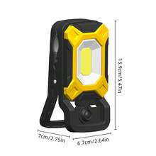Rechargeable LED Work Light With Clip, Portable Floodlight, 360° Rotatable Site Lighting, Suitable For Outdoor Camping, Car Repair, Fishing, Factory Workshop - Yellow - View 4
