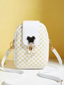 Bolso bandolera con estampado clásico, versátil y refinado, bolso minimalista para teléfono de chica, bolso de almacenamiento casual y elegante - Multicolor - Ver 4