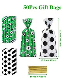 50 Stücke Fußball Muster Süßigkeitentüten, Fußball Themen Geschenktüten, 1. Geburtstags Party Deko, Gender Reveal Party Deko, Baby Shower Deko, Party Gastgeschenktüten, Geschenkverpackungstüten, Baby Jungen Party Zubehör, Fußball Themen Geburtstags Party Dekorationen, Snacktüten, Sport Themen Party Deko, Weltmeisterschaft Dekorationen, Sport Event Zubehör, Feiertagsparty Gastgeschenke - Fußball - Übersicht 6
