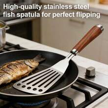 单包装不锈钢翻铲，带人体工学手柄和沥水孔 – 可放入洗碗机清洗的厨房翻铲，适用于烹饪、烘焙、烧烤、露营 – 节省空间，带挂钩 - 彩色 - 查看 8