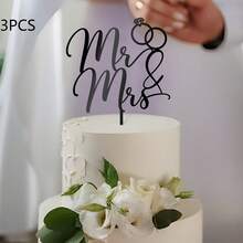 6pcs/3pcs/1pc Wedding Cake Topper Decorations, Suitable For Wedding Party Cake Decor - Multicolor - View 15
